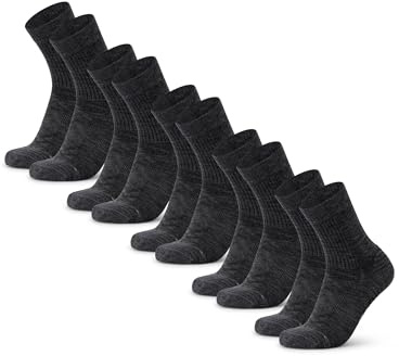 DANISH ENDURANCE Tunna Vandringsstrumpor, Merinoull, Friluftsstrumpor för Män och Kvinnor, Hiking, 5-pack Mörkgrå 43-47