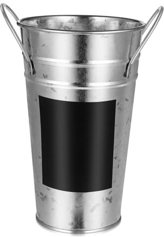 CORHAD Iron Sheet Flower Bucket Blackboard Sticker Height Hydroponics Container for Garden Display and Flower Shop Use