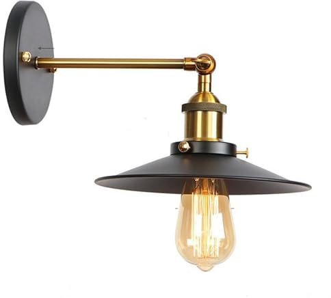 ELINKUME Wandleuchte Innen mit 240°Verstellbarem Kopf,E27 Industrial Vintage Wandlampe Deckenleuchten,Beleuchtung Dekorative Metall Wandleuchten für Schlafzimmer Flur Treppenhaus Beleuchtung,Schwarz