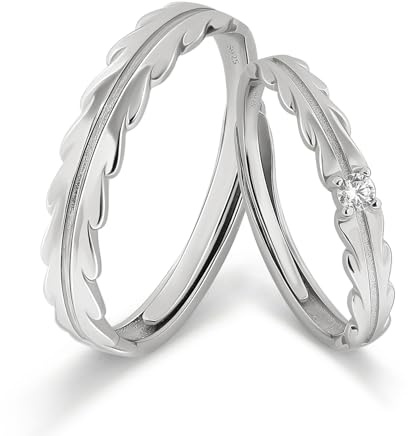 Meissa Sterling Silber 925 Partnerringe für Paare, Paar-Ringe Breite Eheringe für Herren und Damen Versprechensringe Verlobungsringe, Set aus zwei Ringen