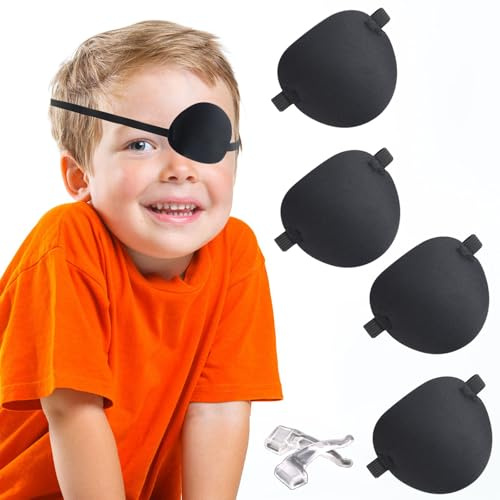 5 Augenaufnäher, Strabismus, verstellbar, für Amblyopie und faules Auge, One Eye Cover, 3D-Augen-Patches mit 2 Paar Ohrpolstern
