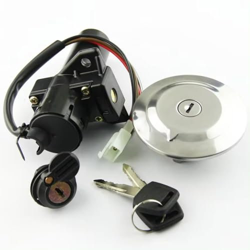 Lspbfkq Moto Blocchetto Accensione Chiave di Blocco per YBR125 2005 2006 2007 2008 2009 Moto Parts per Set di Chiavi di Blocco Sella Interruttore di Accensione Moto Tappo Serbatoio Carburante 12V