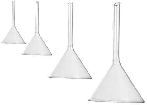 CONGARTENO Imbuto Di Vetro Triangolare Con Collo Corto 40-100mm Resistente Alle Alte Temperature Per Uso Laboratorio e Cucina Set Da 4 Pezzi
