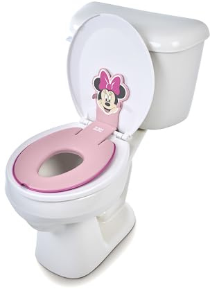 Bright Starts Disney Baby Mimmi Pigg Flip & Sit Potty, fästs på toaletten säkert, platsbesparande design passar de flesta toaletter