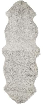Nordic Sheep Tappeto in vera pelle di pecora, 0,6 x 1,8 m, tappeto in pelle di pecora per soggiorno e divano, grande tappeto per comodino per camere da letto, traspirante e termoregolante, soffice