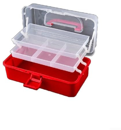 3-Layer Tool Box Cantilever Toolbox Adjustable Compartments Organizer Storage Container 27x13x16cm(a)