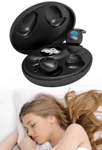 ATHRZ Sleep Earbuds - Cuffie leggere Bluetooth 5,3 in-ear, mini cuffie per dormire piccole, ultra-mini per chi dorme di lato, 36 ore di riproduzione con custodia di ricarica, auricolari per chiamate