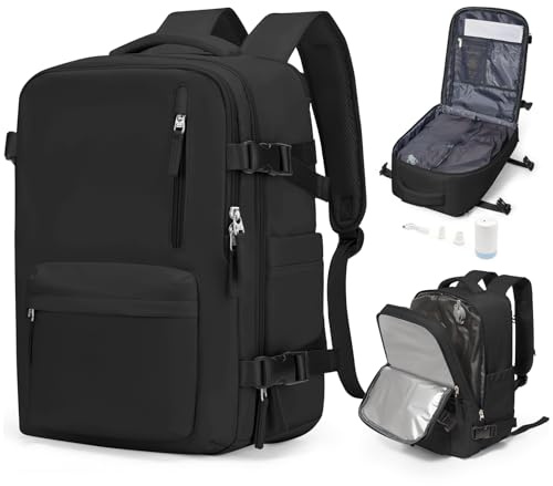 bergsalz Vakuum Rucksack,ryanair handgepäck 40x20x25,Airbag Rucksack Handgepäck Flugzeug,Vakuum Reiserucksack Mit Vakuumsystem Damen Herren Schwarz