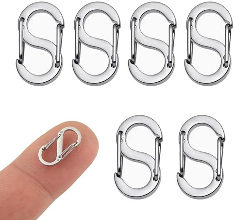 6 Stück Edelstahl-S Karabiner Mini, Klein, Armbandverschluss, Halskette, Armband, Reißverschluss