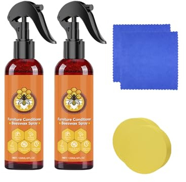 2pc Bienenwachs Möbelpolitur Spray Holz, Bienenwachsspray -Möbelpolitur, Natürliche Holzöl für Möbelpflege & Holzschutz, Holzpolitur Holzpflege für Holzmöbel Holztisch (2)