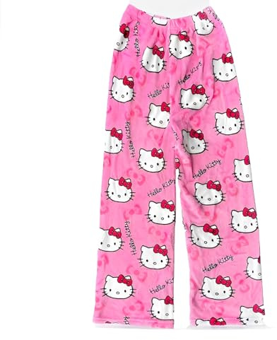 XLKTech Pyjama Hose Damen, Flanell Pyjamas Couple Pyjamahose Schlafanzughose Damen Lang Pyjamas Hosen Lang Schlafhose Weich Kawaii Anime Bequeme Schlafanzughose Cartoon Casual Herbst-Winter, M