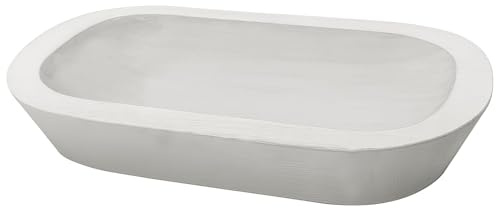 Cuenco ovalado de madera para hacer velas, acabado decorativo con revestimiento blanco, aspecto rústico vintage, ideal para manualidades