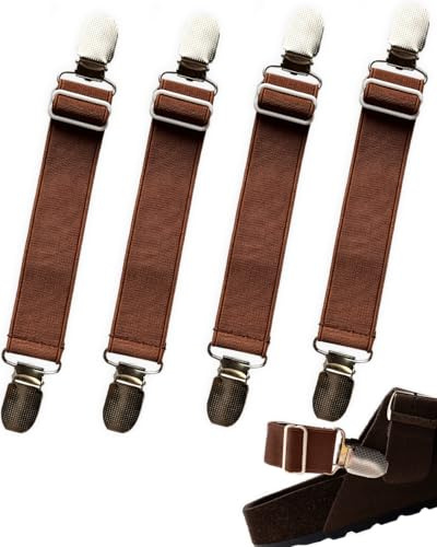 BitsFans 4PCS Elastic Back Straps for Sandals, Heel Straps for Birkenstock Clogs, Shoe Strap for Boston Mule Footbed Cork Clog Shoes Add On Accessories C