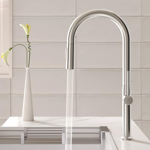 Kitchen Tap Artistic Design,Kitchen Mixer Tap with Pull-Out Sprayer, 2 Modes Spray, 360° Swivel Spout, Single Handle, Water-Saving Cartridge, Easy Installation with Fittings Included