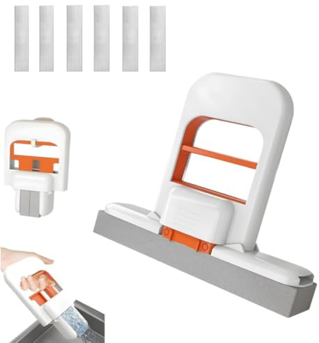UCK-KIT Mini Trapeador De Escritorio Plegable, Trapeador Corto Portátil De Autocuidado, Trapeador De Esponja Mini De Limpieza Portátil, Trapeadores De Limpieza para Espacios Pequeños,Blanca