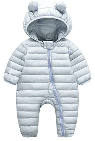 Generisch 2026 Neonato Bambino Ragazzo Inverno Caldo Tuta Da Neve Orecchie Orso Tuta Con Cappuccio Piumino Pagliaccetto Capispalla Imbottita, Azzurro, 6-12 Mesi