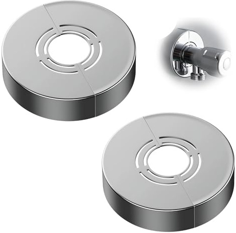 Set of 2 rosette shower fittings, 3 sizes in 1, cover rosette divided for diameter 21 mm/26 mm/33 mm, 3 sizes in 1, pipe cover diameter 21/26/33 mm, chrome-plated, durable, easy installation for taps