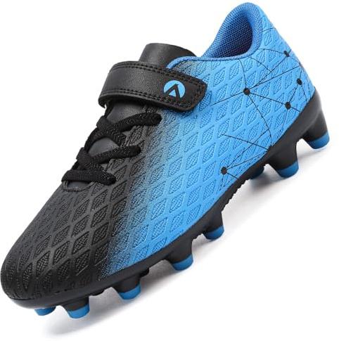 LECYGNB Boys Football Boots Kids Girls Athletics Training Astro Turf Soccer Shoes Teenager Profession Competition Indoor Outdoor Sneakers Unisex Blue Black UK 13