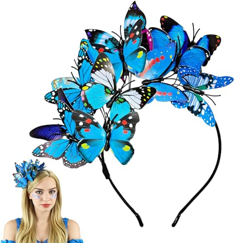 ZeiLaBang Kakadi Schmetterling Haarreif,Farbe Schmetterling Haarband Fasching,Schmetterling Kopfschmuck,Schmetterlings Stirnbänder,Fee Kostüm Accessoire für Karneval Halloween Schmetterling Kostüm