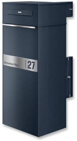 Metzler Boîte aux lettres et boîte à colis avec extraction arrière, boîte aux lettres pour colis avec plaque nominative interchangeable à l'arrière, boîte aux lettres personnalisée avec gravure, boîte