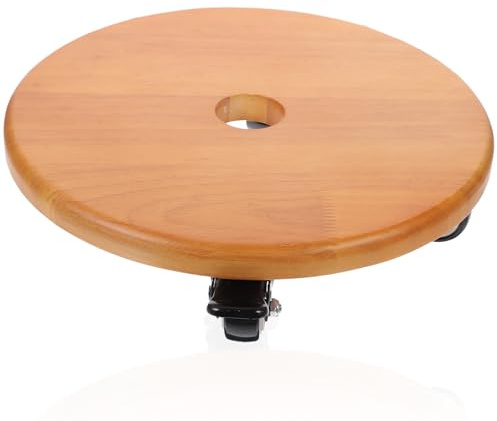 Ciieeo Support à Plantes Roulant en Bois Massif, Chariot à Casseroles Ø 28 Cm avec roulettes Pivotantes TPE, Plateau Surélevé Anti-débordement, Chariot de Transport Mobile pour Pots