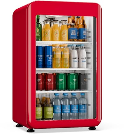 Klarstein Audrey Evo Drinks Fridge 95 L – Dryckeskylskåp med glasdörr, LED-lampa, justerbar temperatur 0–10 °C, 3 hyllor, tyst drift