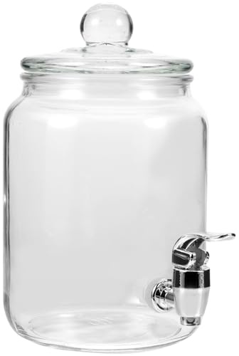 TOGEVAL Bottiglia di Vetro con Rubinetto per Conservazione Vino, Contenitore Sigillato per Bevande, Design Semplice e Pratico, per Uso Domestico e Feste