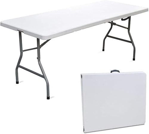 GrecoShop Tavolo TAVOLINO Pieghevole Rettangolare a Valigetta in Dura Resina HDPE per Giardino Terrazza Fiera Feste Sagre Mercato PIC NIC Campeggio Bar Pub 180cm X 75cm X 74cm - 5477