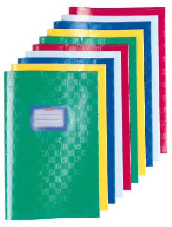 Herlitz 5204003 10er Packung Hefthüllen, A4, PP, Baststruktur, 100 my, farbig sortiert (10, Sortiert | 5 Farben)
