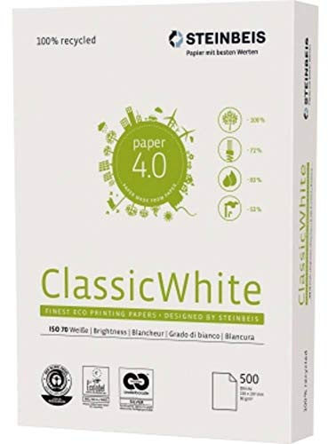 Kopierpapier Steinbeis ClassicWhite, A4, 80 g/qm, Weißegrad 70 CIE, weiß