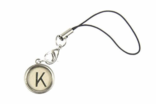 Miniblings ABC alte Schreibmaschinentaste Handyanhänger WUNSCH BUCHSTABE weiß- Handmade Modeschmuck I Anhänger Handyschmuck Schlüsselanhänger, Buchstabe:Q