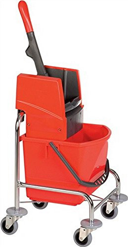 Reinigungswagen 1Eimer 17l rot mit Ausguss u.Ku.-Presse 490x410x900mm
