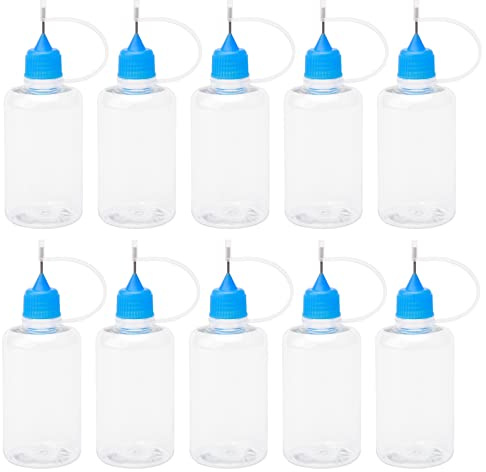 Pxyelec 50ml Tropfflaschen PE Leere Flüssigkeitsflaschen, Präzisionsnadelspitze Klebeflasche (10er Pack)