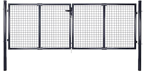 vidaXL Gitter-Gartentor Verzinkter Stahl 306 x 75 cm Grau