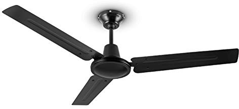KLARSTEIN Spin Doctor - Ceiling Fan, 3 Blades, Diameter: 48 / 122 cm, Air Flow: 9963 m³/h, 56 W, 3 Speeds, Separate Wall Control, Body: Stainless Steel, black