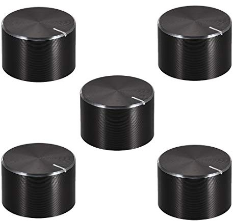 sourcing map 5St Potentiometerknopf Rändelwelle Glatte Oberfläche Drehknopf Lautstärkeregler Schwarz 20mmx13mm