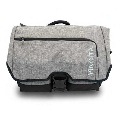 Vincita Birch Front Bag 2.0 for Brompton Folding Bicycle - Removable Front Carrier Frame, Rain Cover and Shoulder Straps - Gray