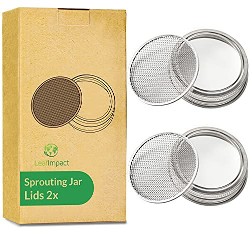 2 Pack Sprouting Jar Lids | For 7cm Regular Mouth Mason Jars | Easy Fresh Sprouts at Home | Strainer Screen for Canning Jars | 304 Stainless Steel Mesh Lid for Growing Broccoli, Alfalfa, Beans & More
