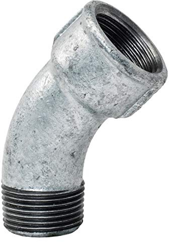 Bogen lang 1 45 Grad IG/AG - Fitting aus Temperguss feuerverzinkt - Formteil Nr.40 - qpool24