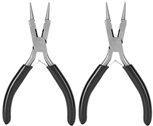 Pinza a becco tondo 2 pezzi, pinza a naso tondo comfort con manico in gomma, pinza per piegare e avvolgere fili Creazione di gioielli