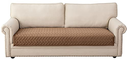 Eismodra Sofa Überzug,Sofabezug 3 Sitzer,Anti-Rutsch-Couch Überzug für L Form Sofaschoner Chaiselongue Ecksofa 2 Sitzer Schonbezüge Wohnzimmer Sessel Hunde Haustiere,Braun,90x180cm(nur 1 Stück)