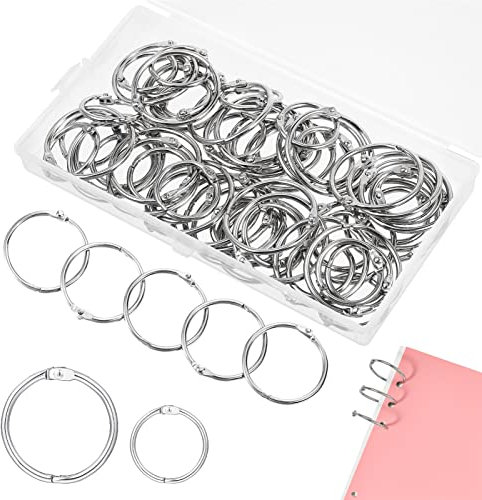 ALTcompluser 60 Stück Binder Ringe, 25mm 35mm Ringe zum Buchbinden Loseblatt Verbinder Ringe Metall Bücher Ringe Memo-Ablage für Scrapbook Album Handwerk