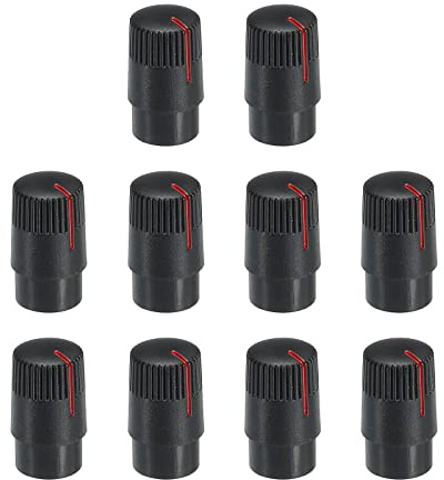 QUARKZMAN Potentiometer Drehknopf ABS Gitarre Knopf 6mm D Typ Schwarz Rot | Welle E-Gitarre Leistung Verstärker Stereoanlagen Bass Lautstärke Ton 180° Drehknopf für 20Stk