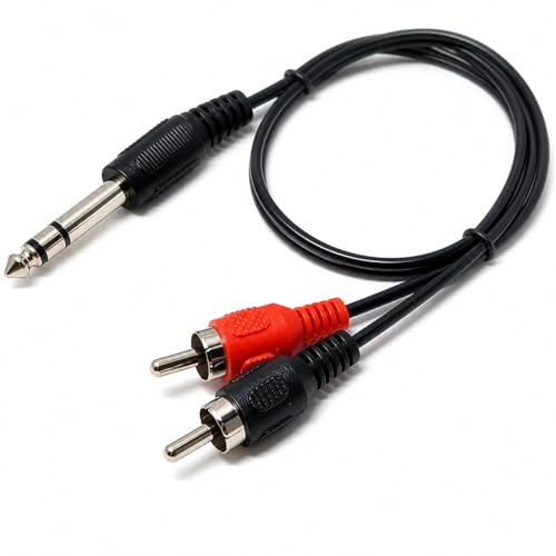 DRUT Câble stéréo Jack stéréo 6,35 mm vers 2 fiches Phono RCA, TRS vers RCA Audio, Prise 1/4 vers 2 RCA mâles en Y (0,5 m)