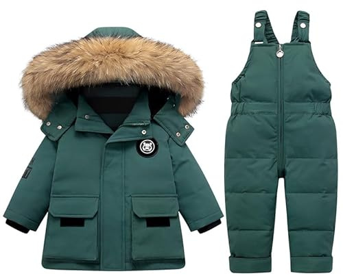 Runstarshow Snow Suits Toddlers Kids Snowsuit Ski Suit Baby Girls Snowsuits Toddler Boy Hooded Down Jacket Puffer Trousers Sets Winter Coat Snow Bib Pants Dungarees Warm Clothing 6 Months-4 Years