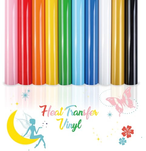 INK LAB Heat Transfer Vinyl 10 Sheets Iron on Vinyl Sheets for Fabric 30.5x 21cm Transfer Plotter Film Textile for Ironing on T-Shirt Fabrics Bags Textiles DIY