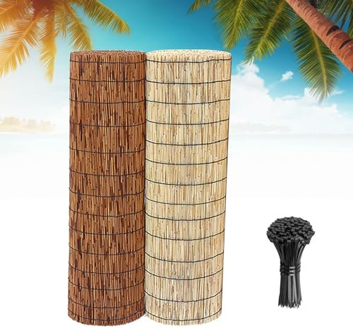 YYDPSHH Natürlicher Schilfrohrzaun, Schilfrohrmatten, Dekorative Zäune Sichtschutz für Den Außenbereich, Hinterhof, Terrasse Blickschutz (Color : Brown, Size : 140x600cm)