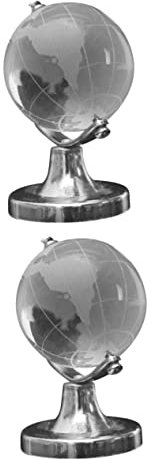 ABOOFAN 2St Kristallkugel Glaskugel klarer Kristall bürodekorationen inneneinrichtung basteln geografischer Desktop- Erde Briefbeschwerer Ornamente schmücken Weißer Kristall