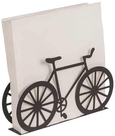 Serviettenhalter Serviettenständer Fahrrad schwarz Metall auf Holzsockel stehend (ohne Servietten)