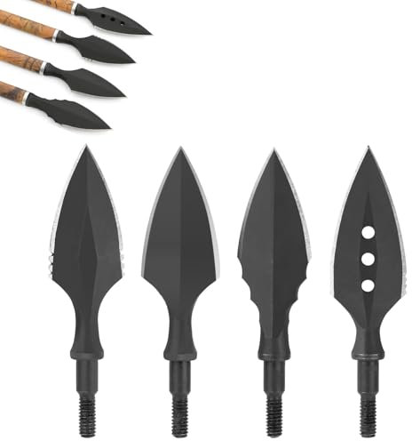 Poearcus Bogenschießen Breitspitzen Pfeilspitzen Carbon Stahl Metall Traditionelle Retro Pfeilspitzen Universal Gewinde Pfeilspitzen für die Jagd und Targeting 6/12 PCS (Type 3, 6)
